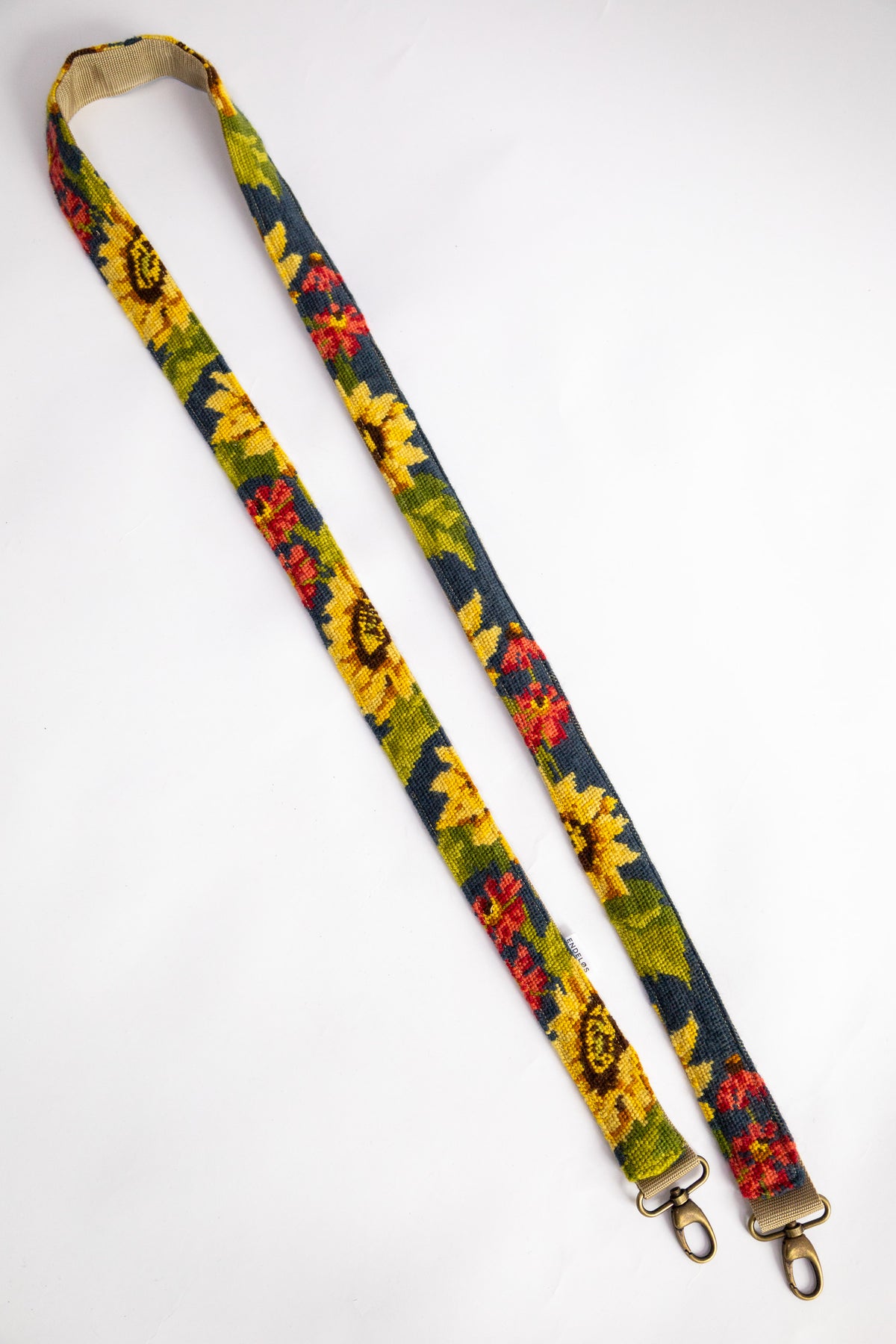 strap van vintage borduurwerk - zonnebloem - 180 cm