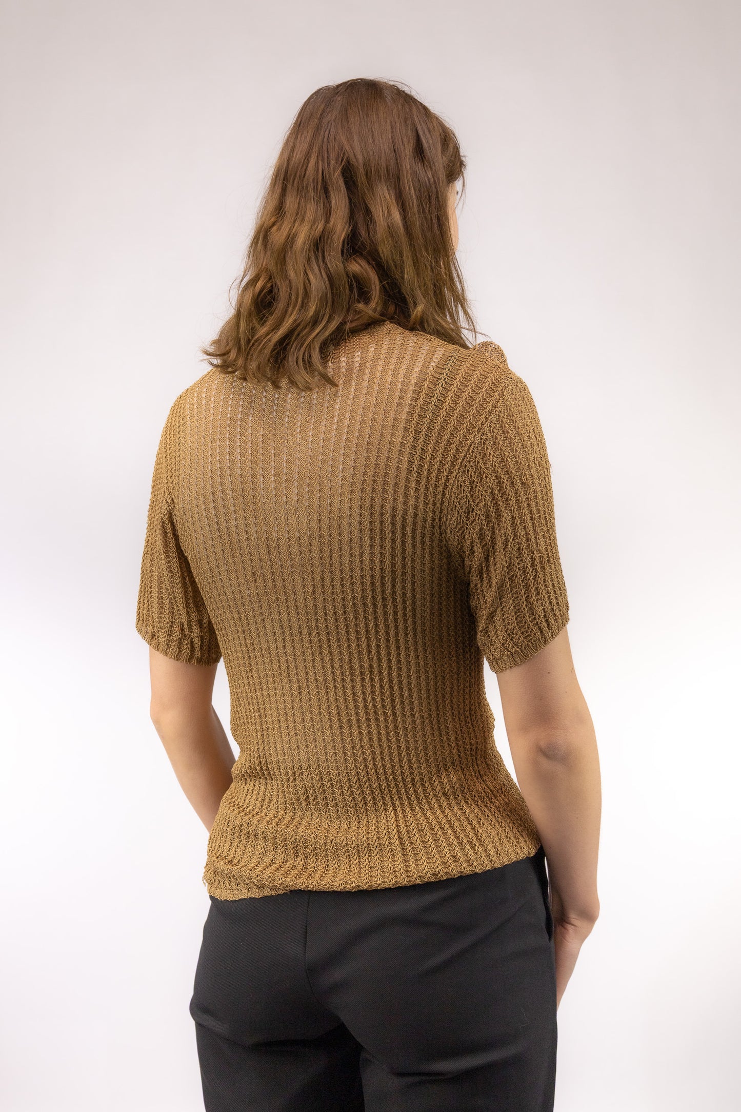 vintage gouden vest achterkant korte mouw JinFeng open model