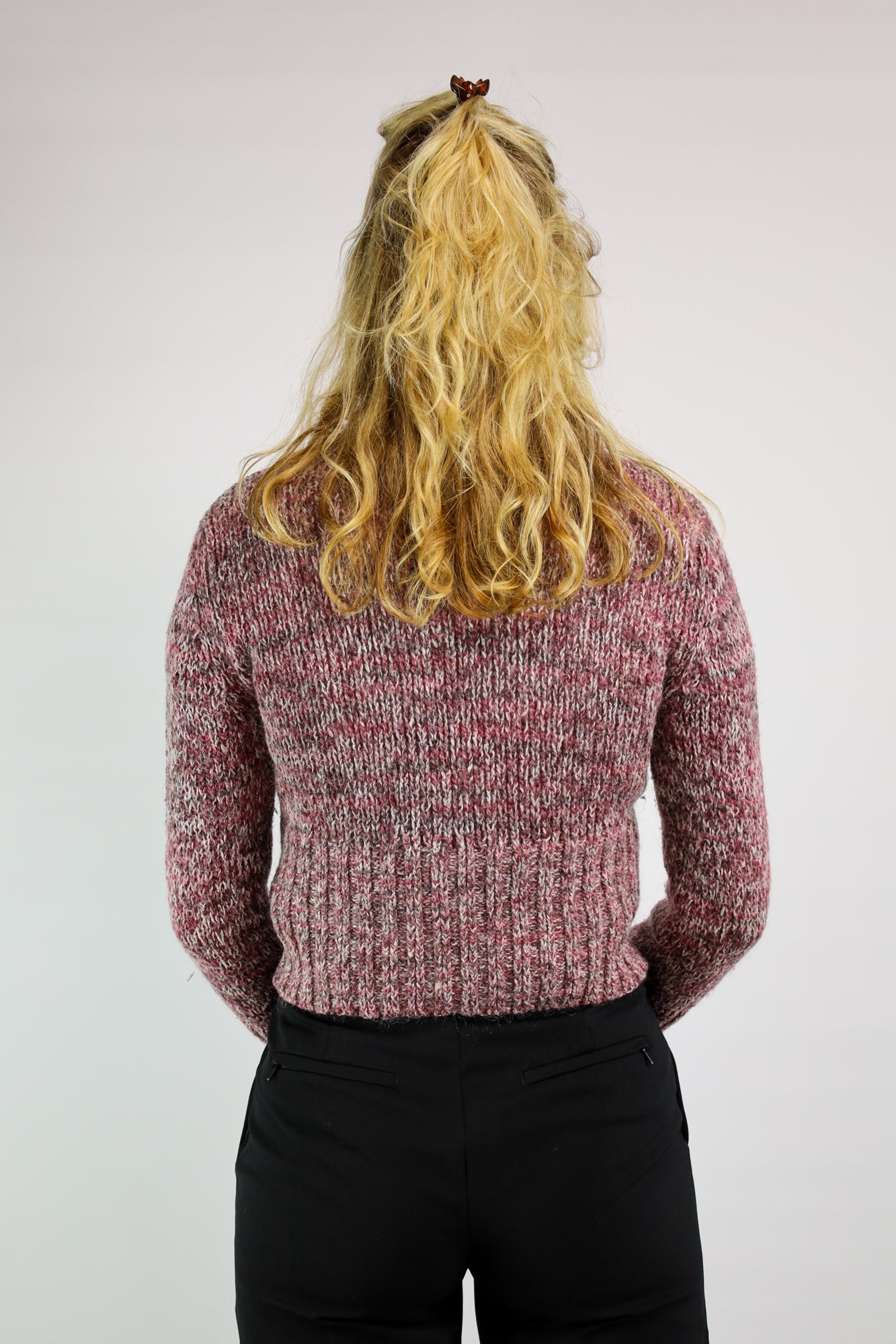 Vintage H&M coltrui in comfortabele materialenmix met stijlvolle roze tint