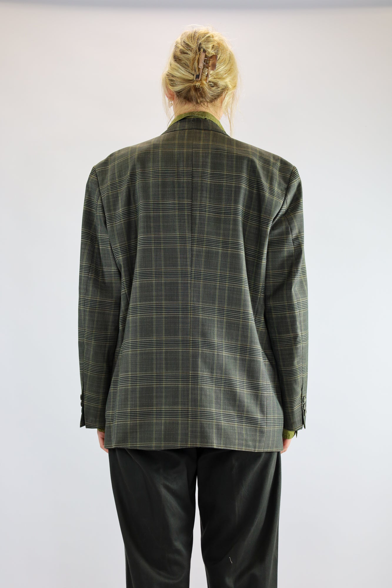 savi check print blazer - L