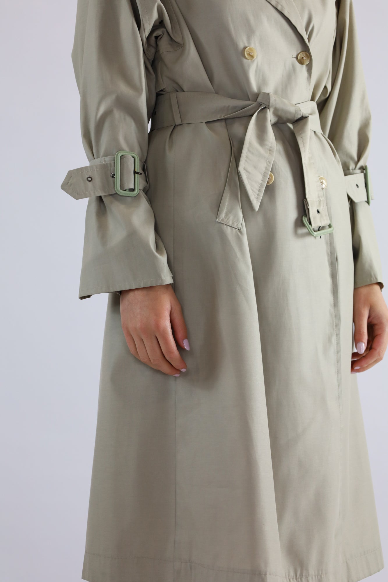 qeana grey beige trench coat - M