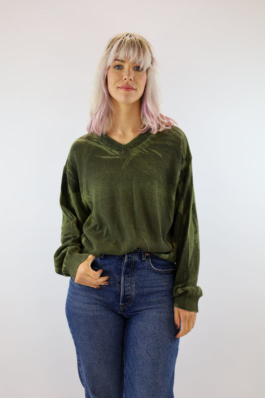 weike green sweater - M/L