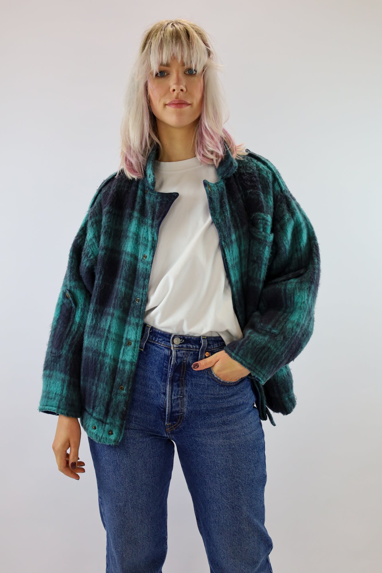 romi check print bomber - L