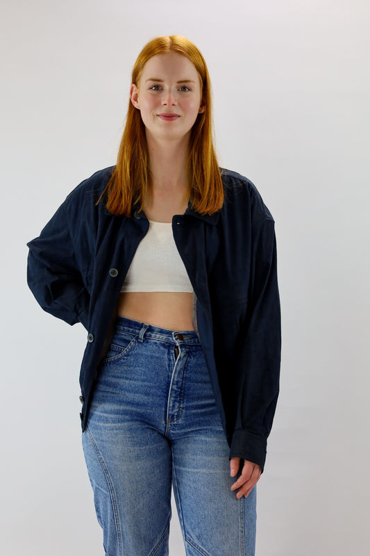 esme dark blue bomber jacket - L