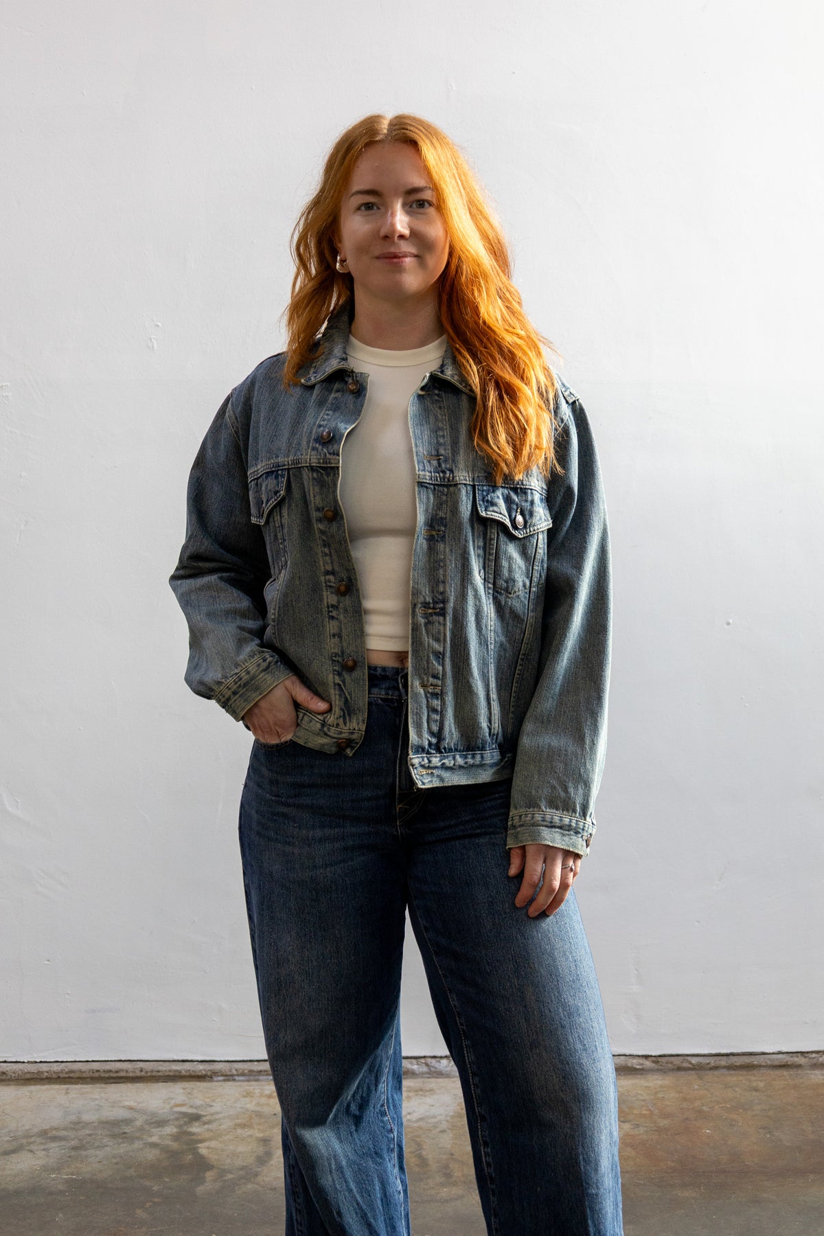 Remade jacket met borduurwerk - boeket - M/L