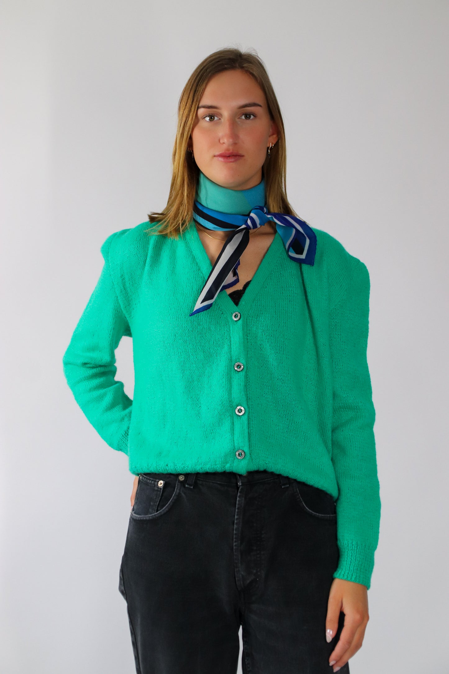 sil green knit vest - M