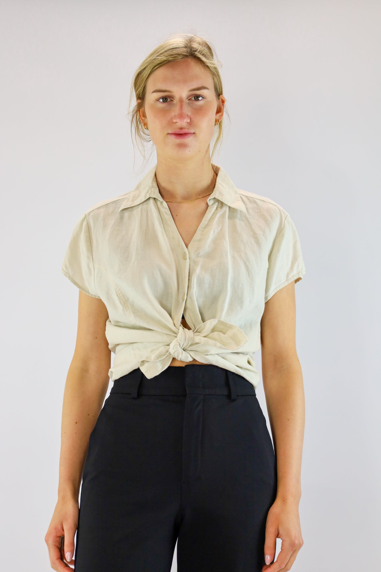 mette linnen blouse - L