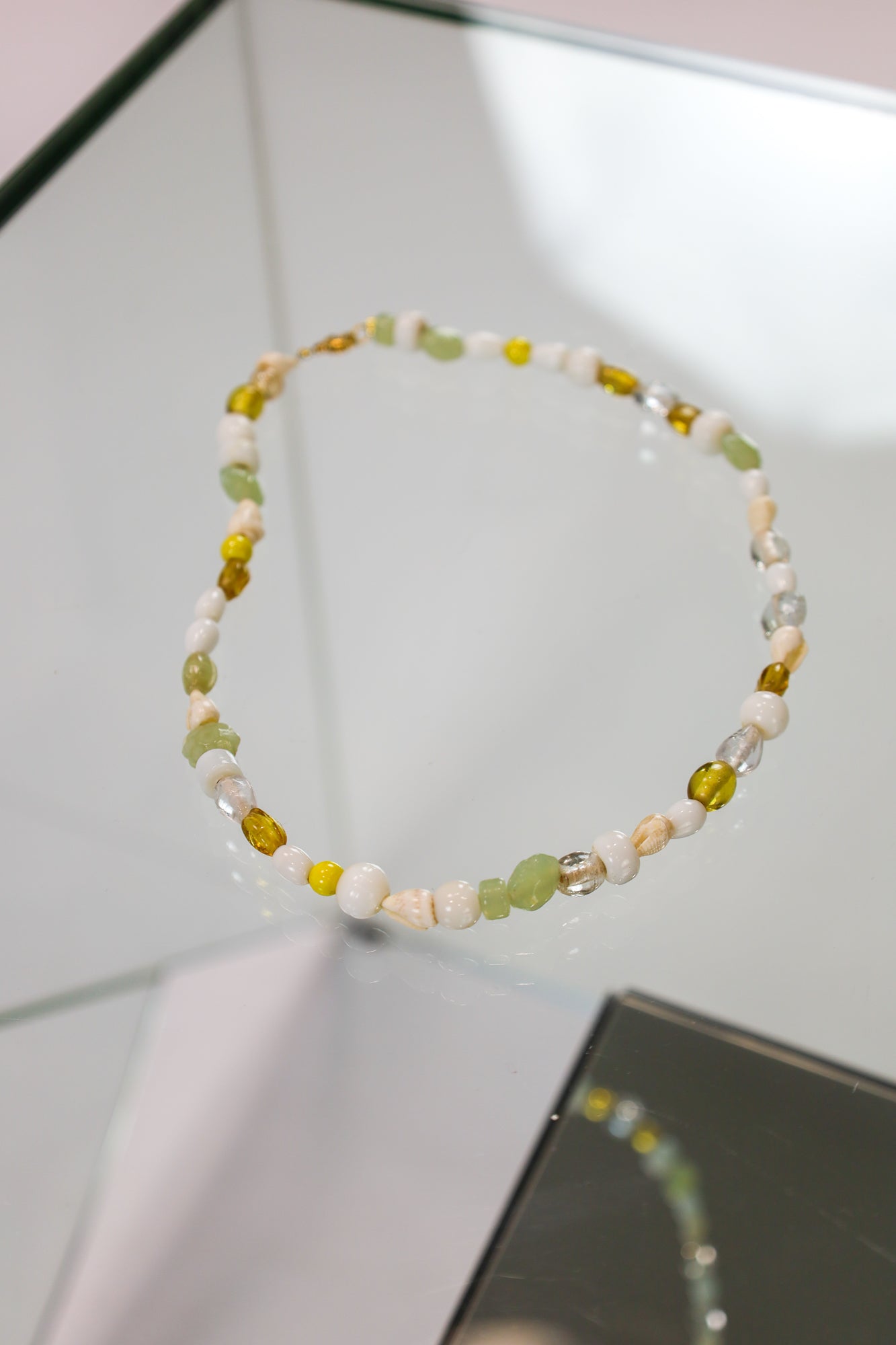 revived necklace - shells & yellow