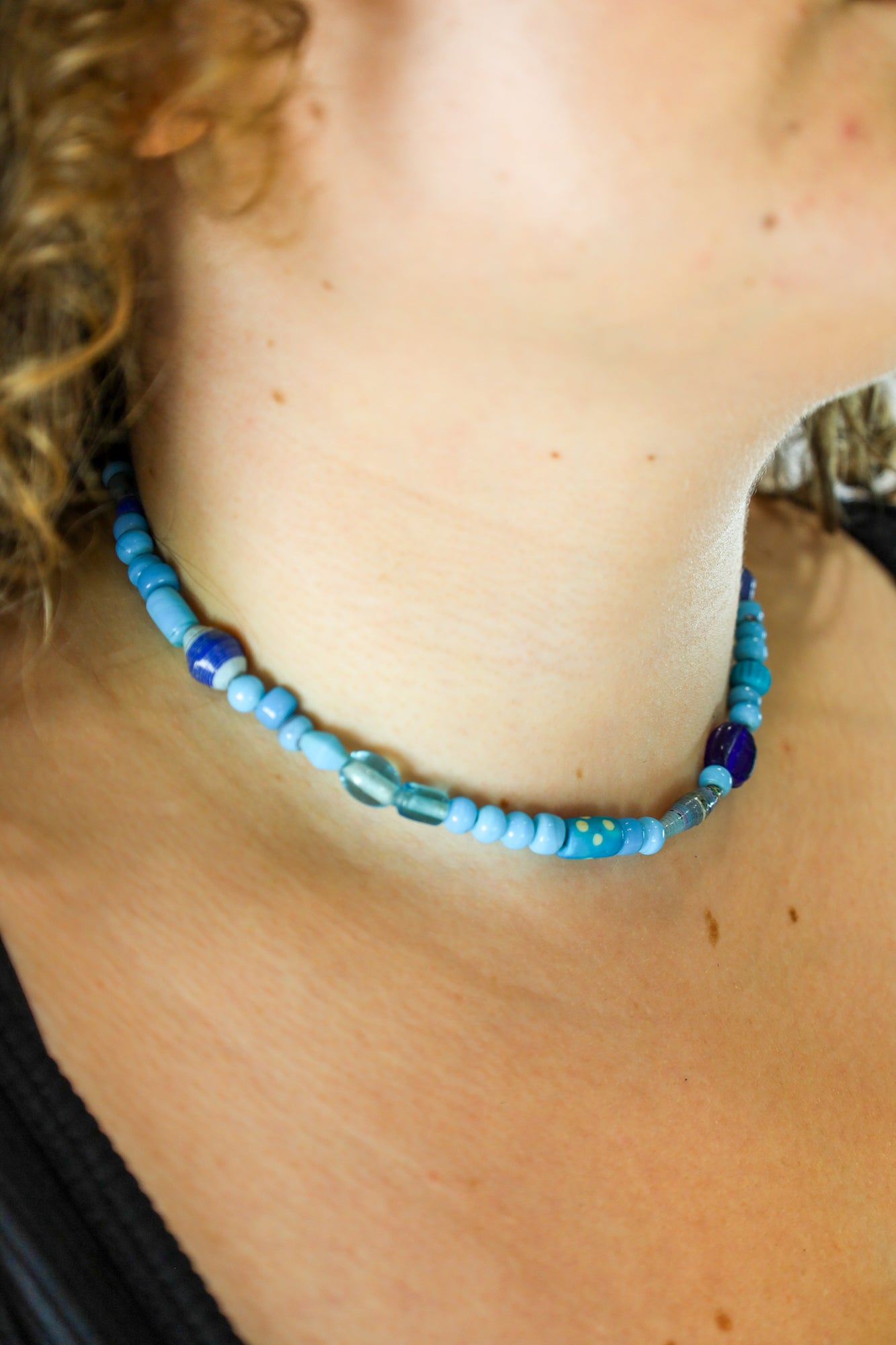 revived necklace - aqua blue