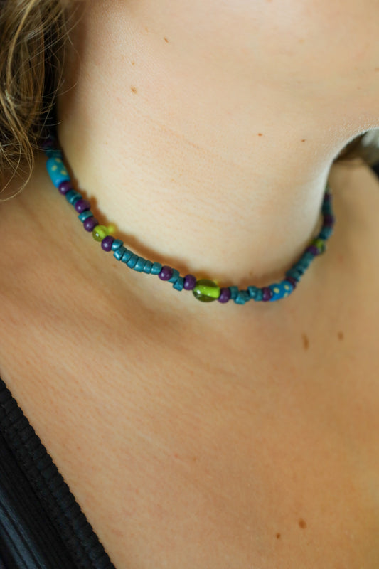 revived necklace - purple & emerald