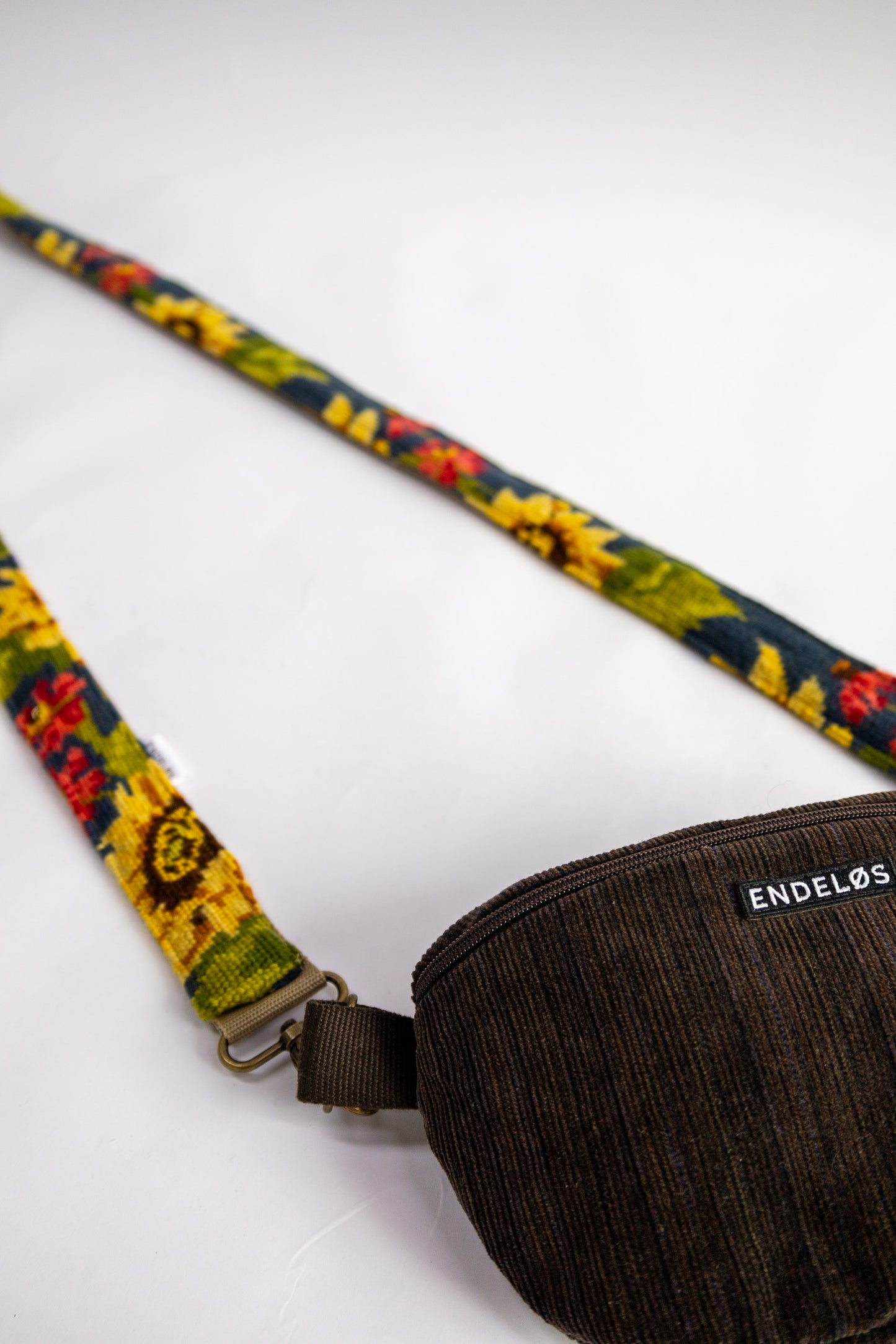 strap van vintage borduurwerk - zonnebloem - 180 cm