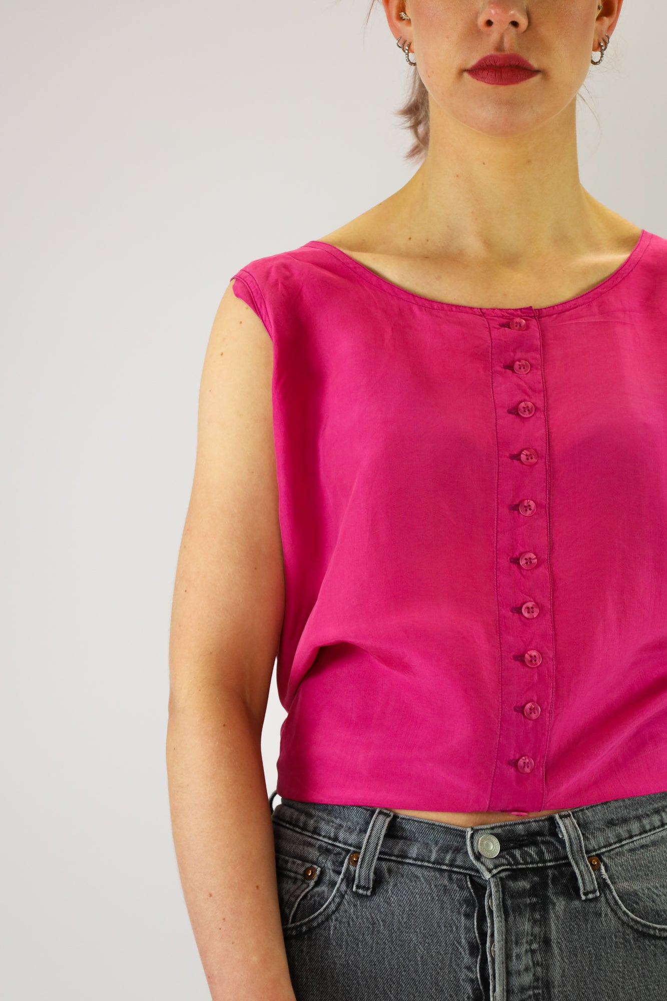 lena silk top - L