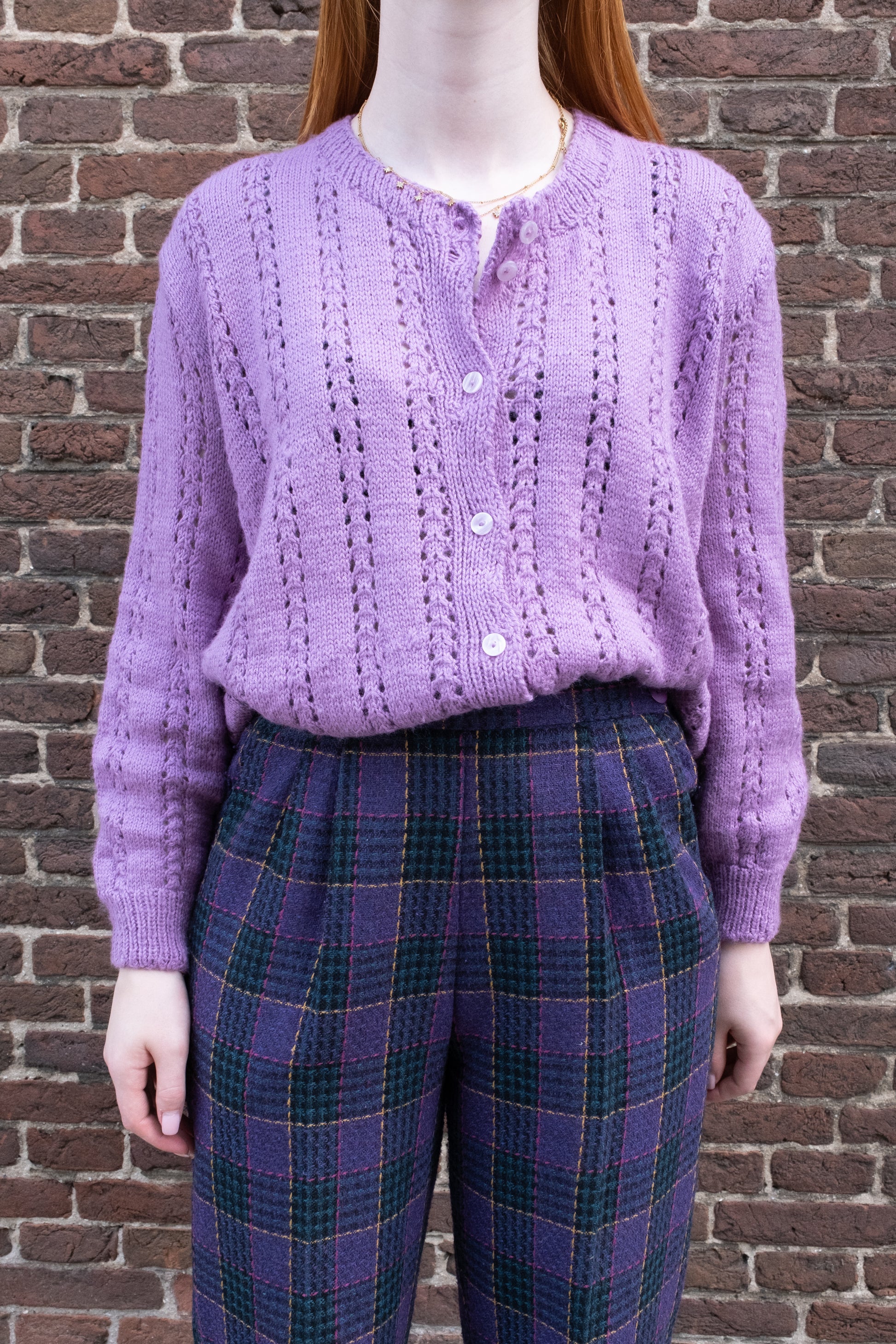 purple-paars-check-print-knit-trui-vest-retro-vintage-oldskool