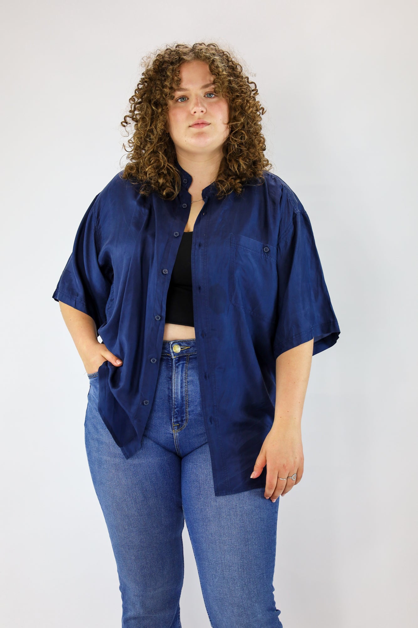 lux silk blouse - XL/XXL