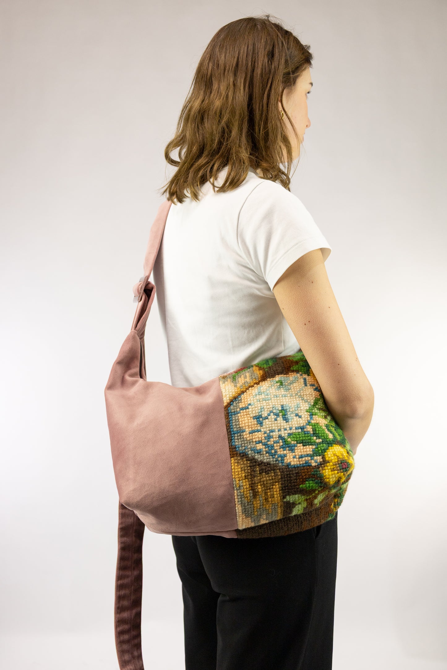geborduurde vintage baguette bag handgemaakt tas