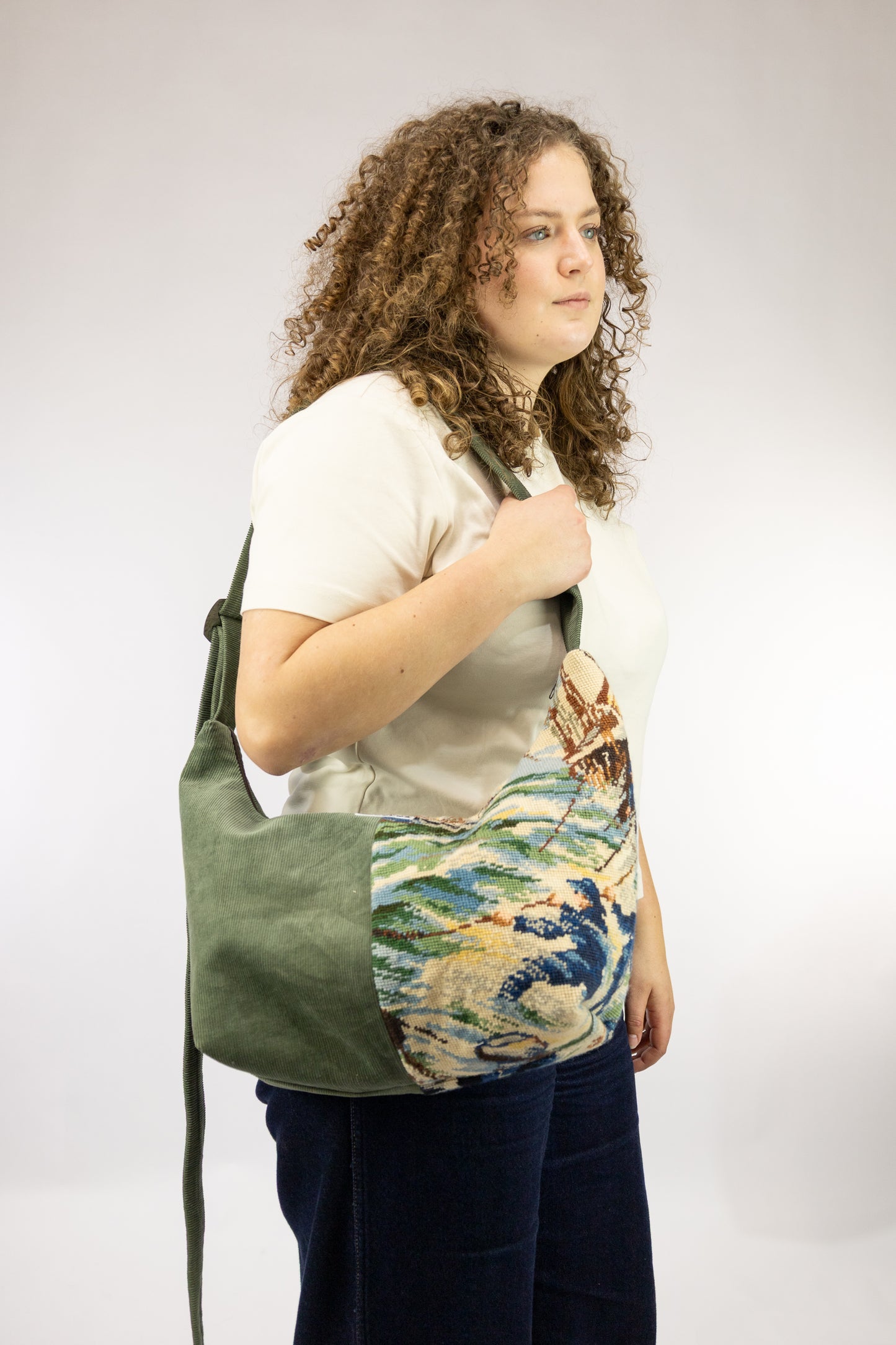 geborduurde vintage baguette bag handgemaakt tas