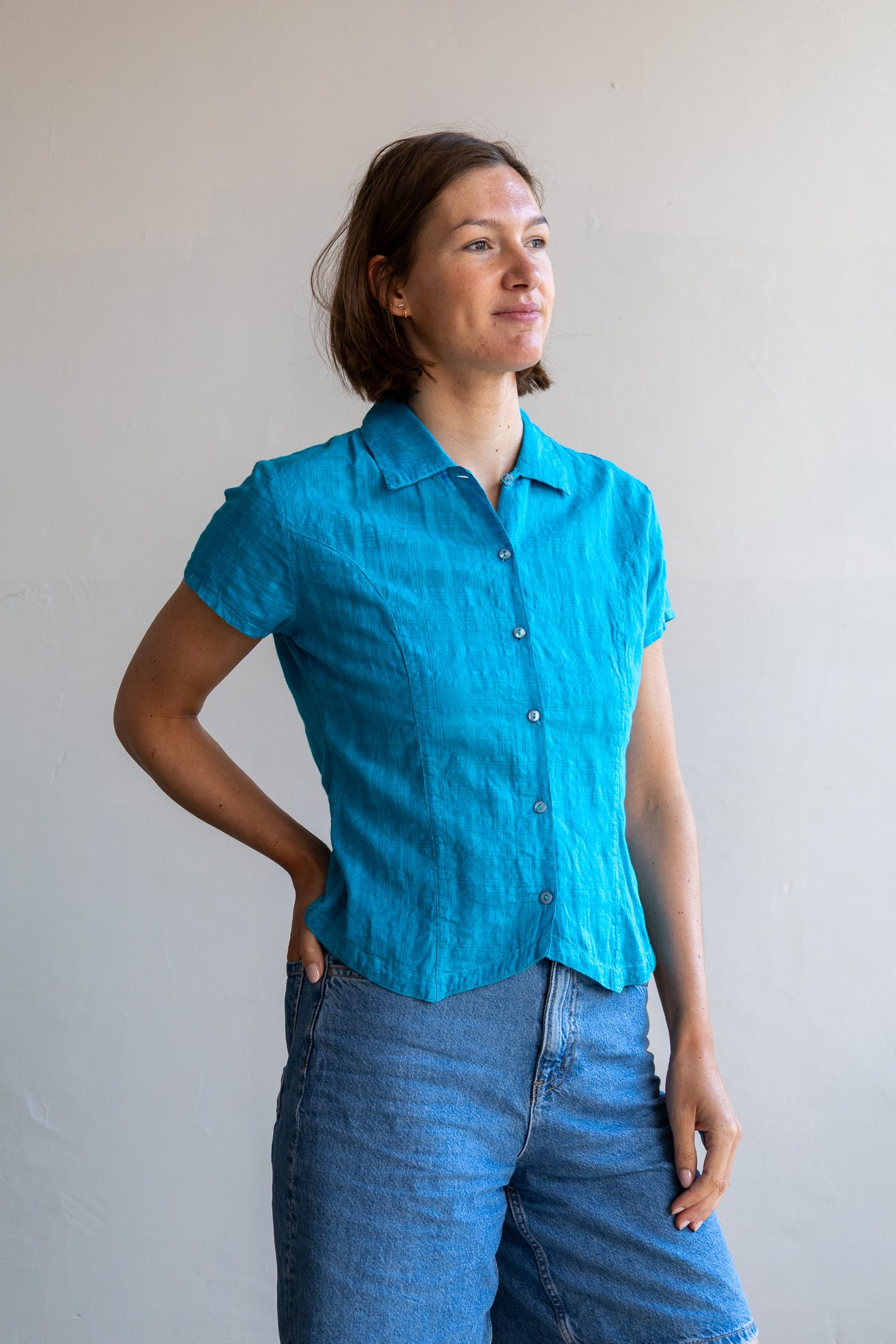 roos blauwe blouse - S