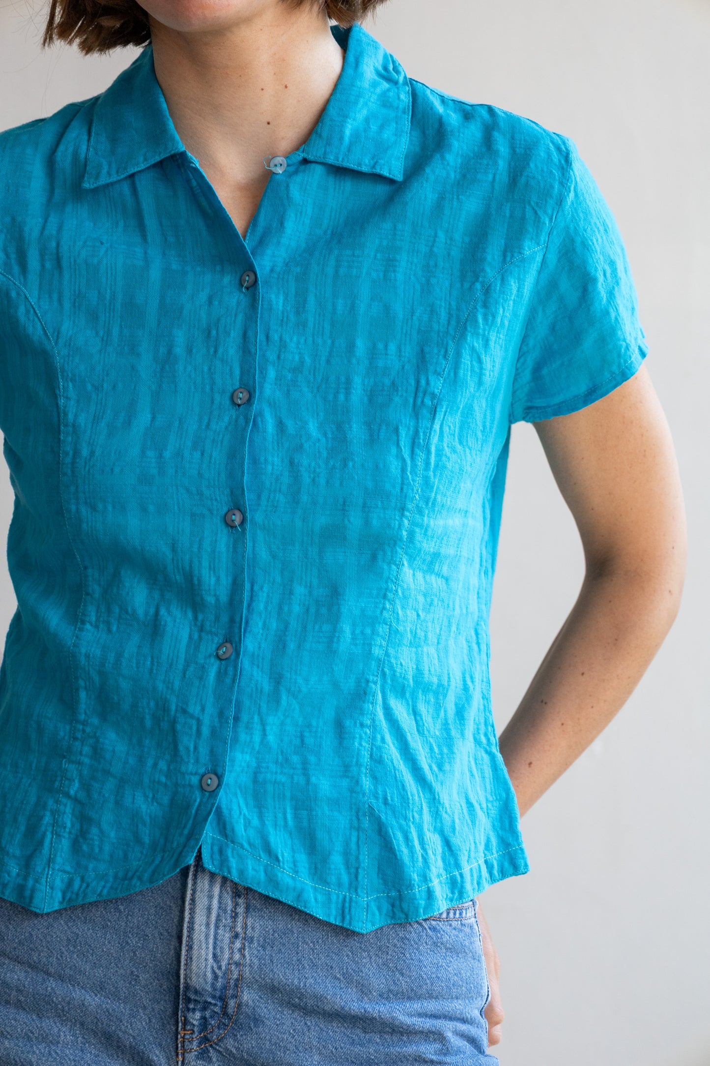 roos blauwe blouse - S