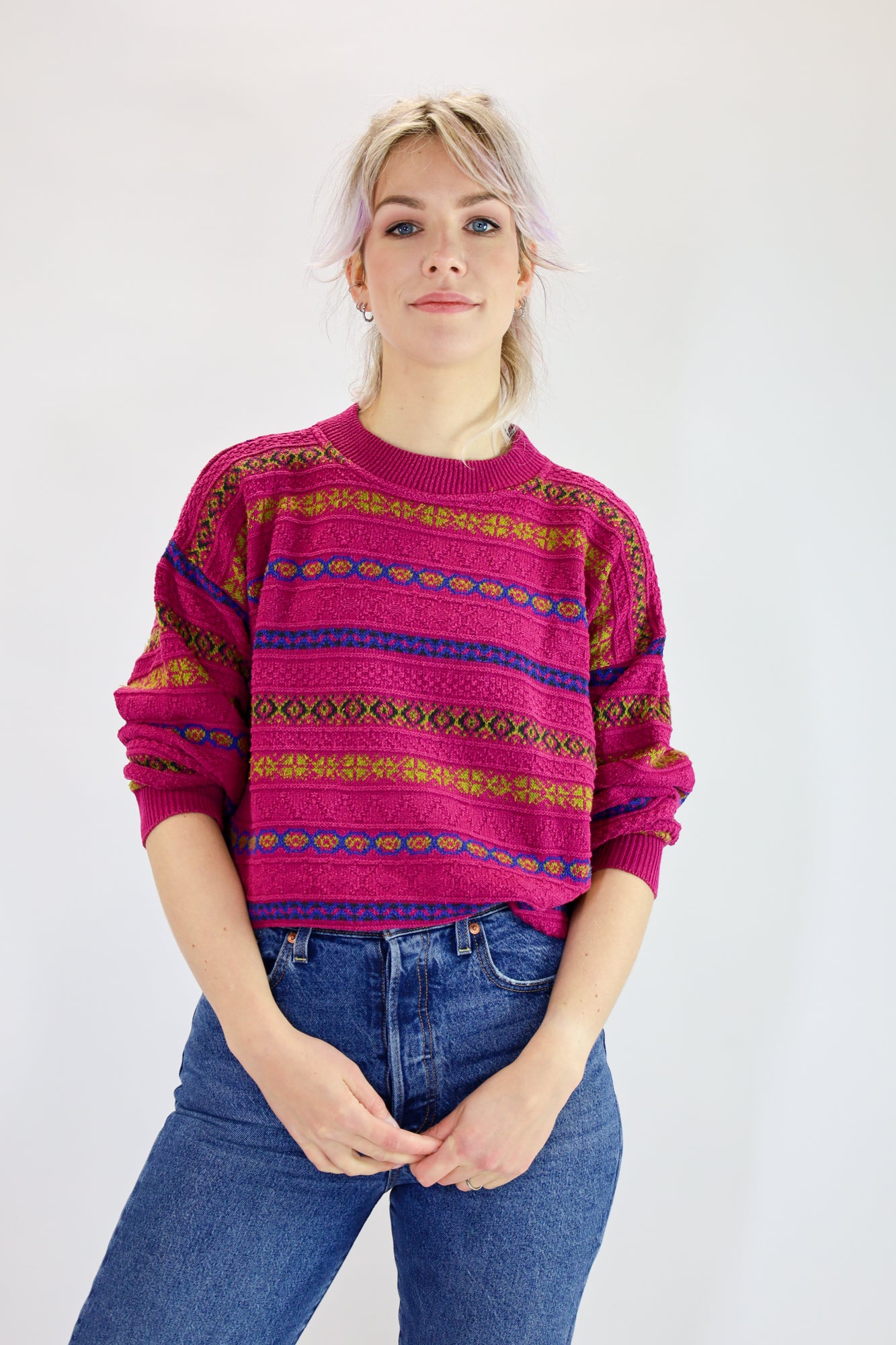 ebru pink nordic knit - M