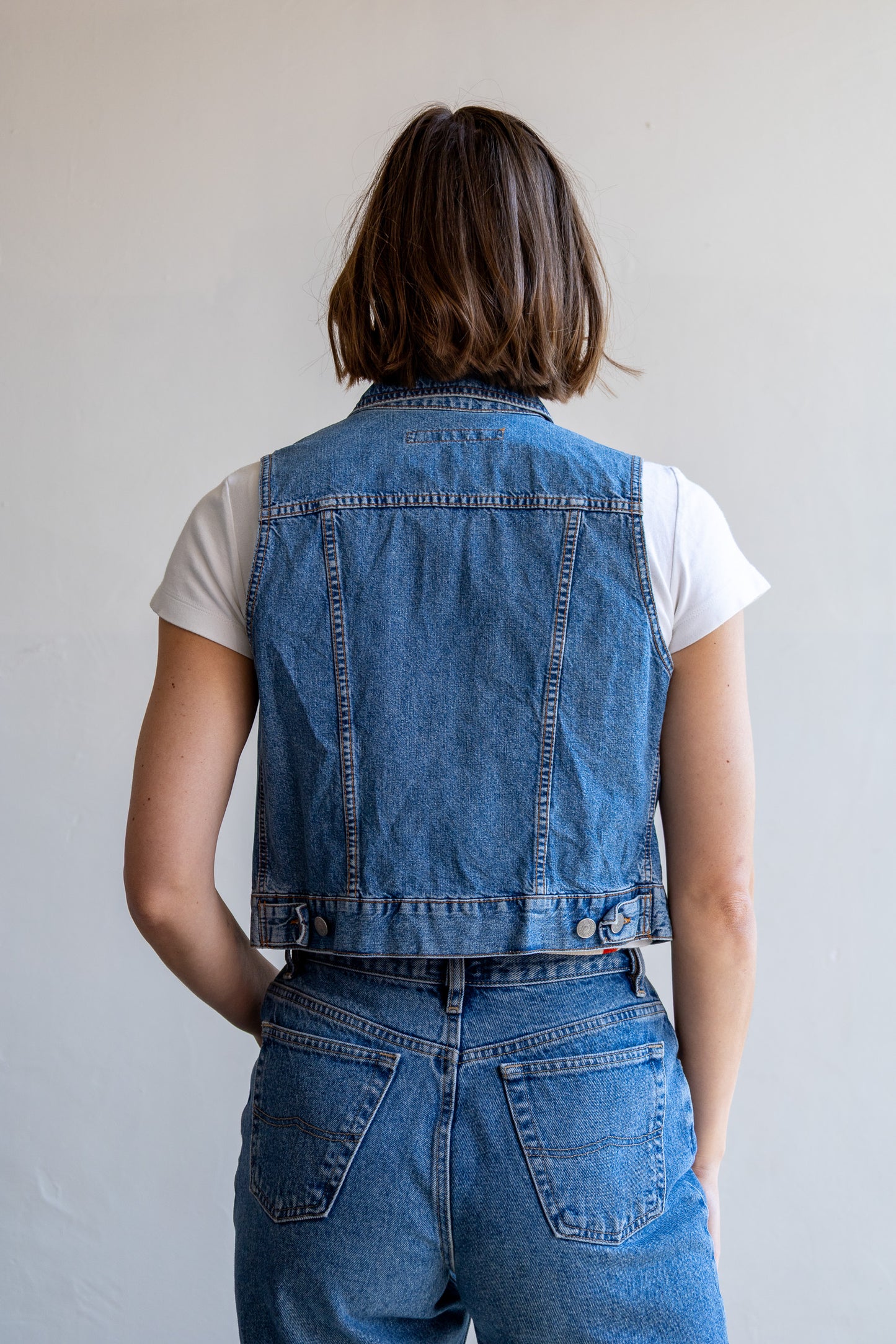 pearl denim gilet - S