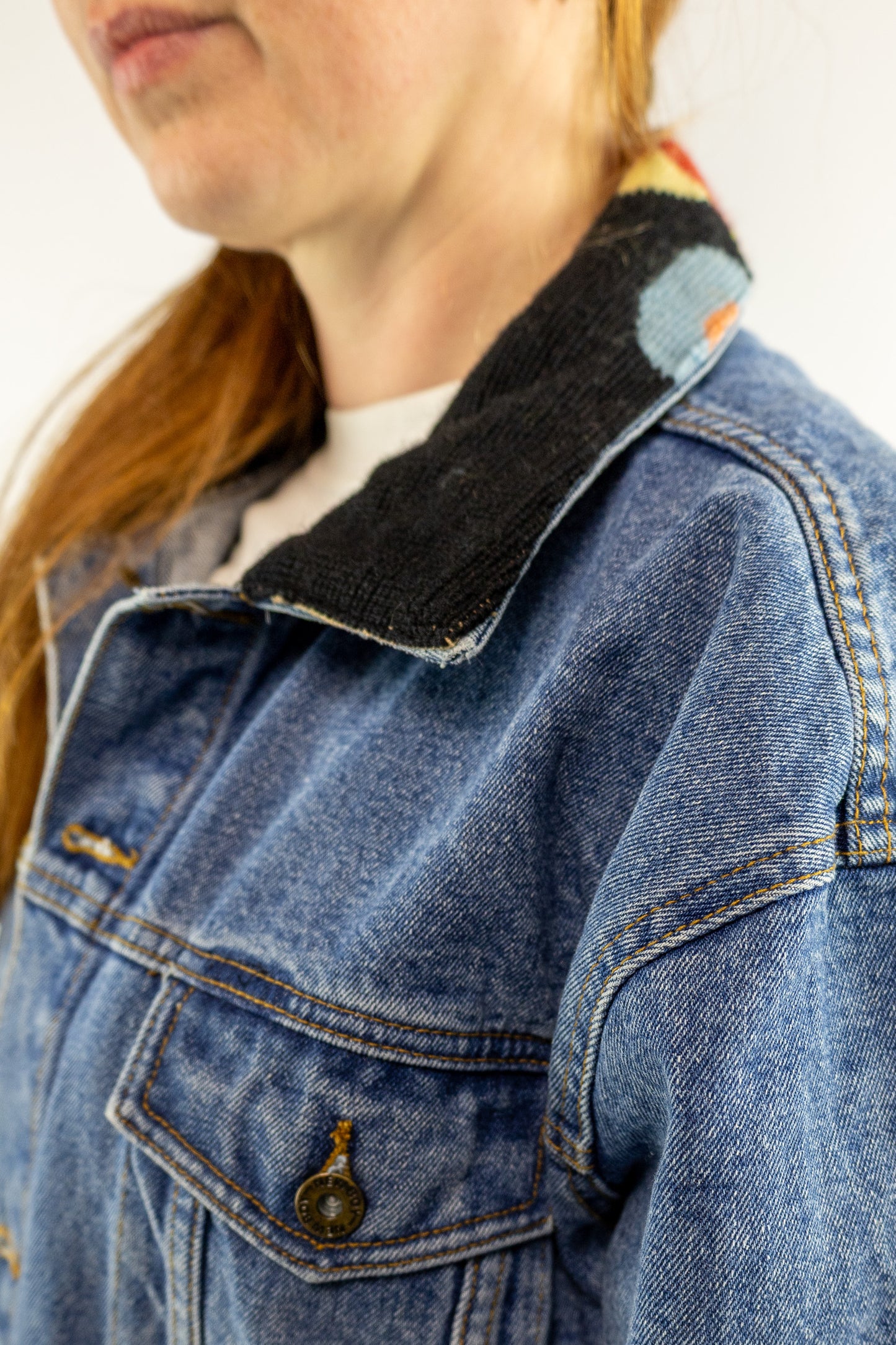 Remade jacket met borduurwerk Retro Circles - XXL