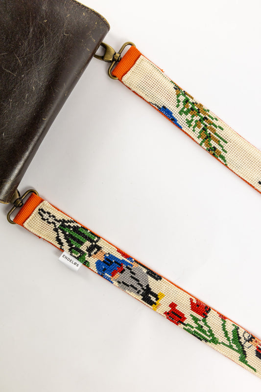 strap van vintage borduurwerk - Tulpen - 139 cm