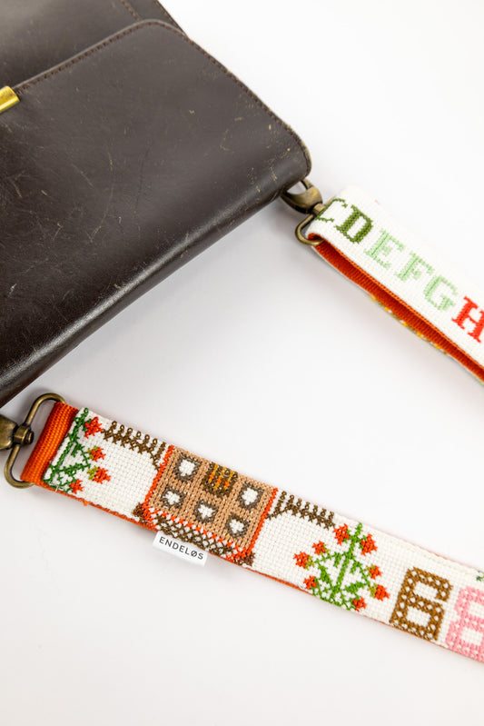 strap van vintage borduurwerk - ABC - verstelbaar