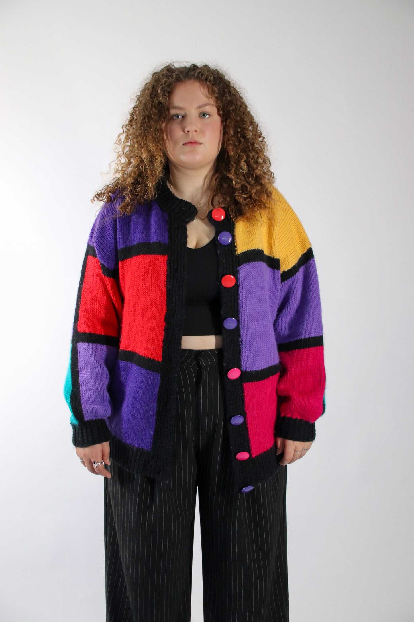 sadie color block knitted vest - XL