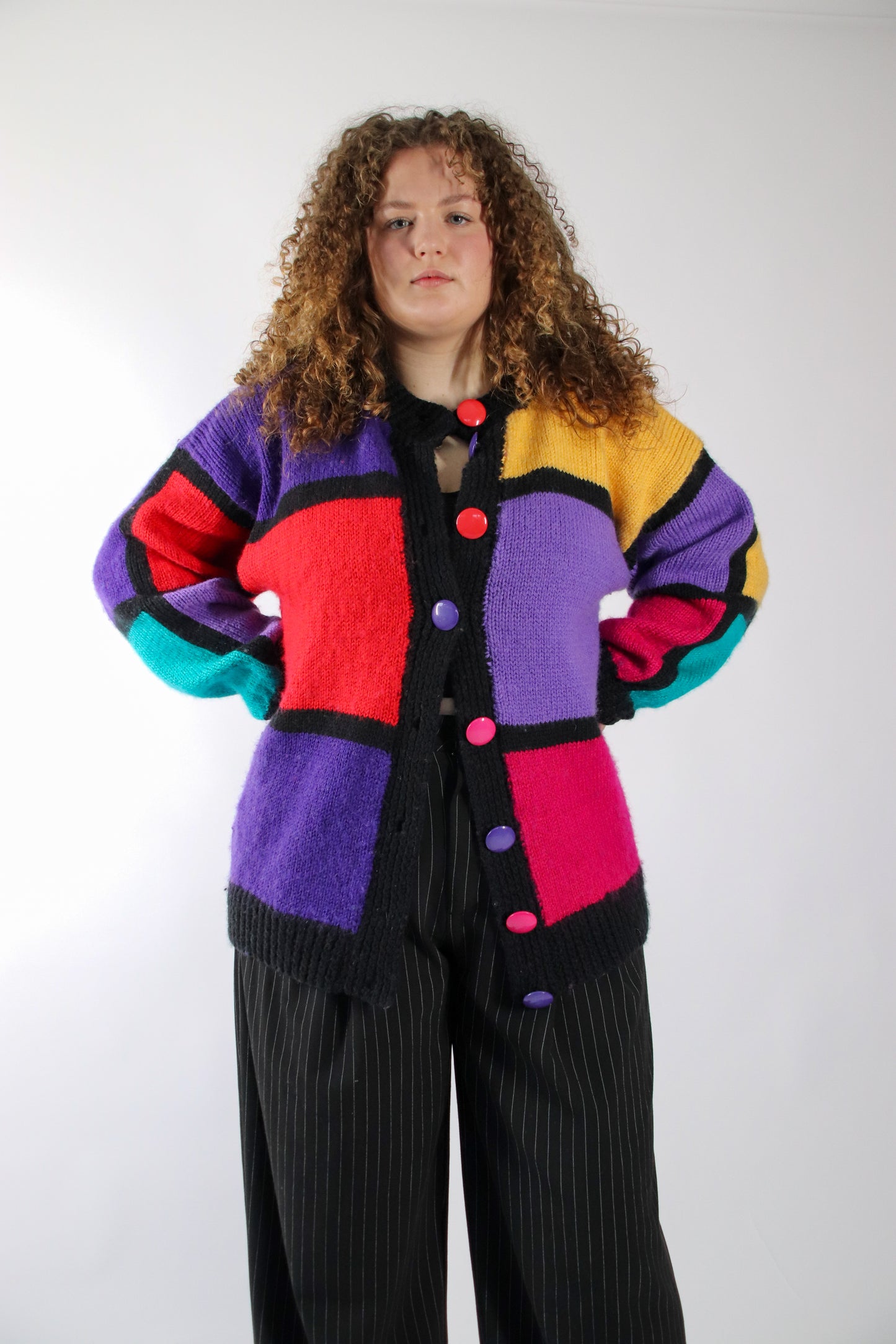 sadie color block knitted vest - XL
