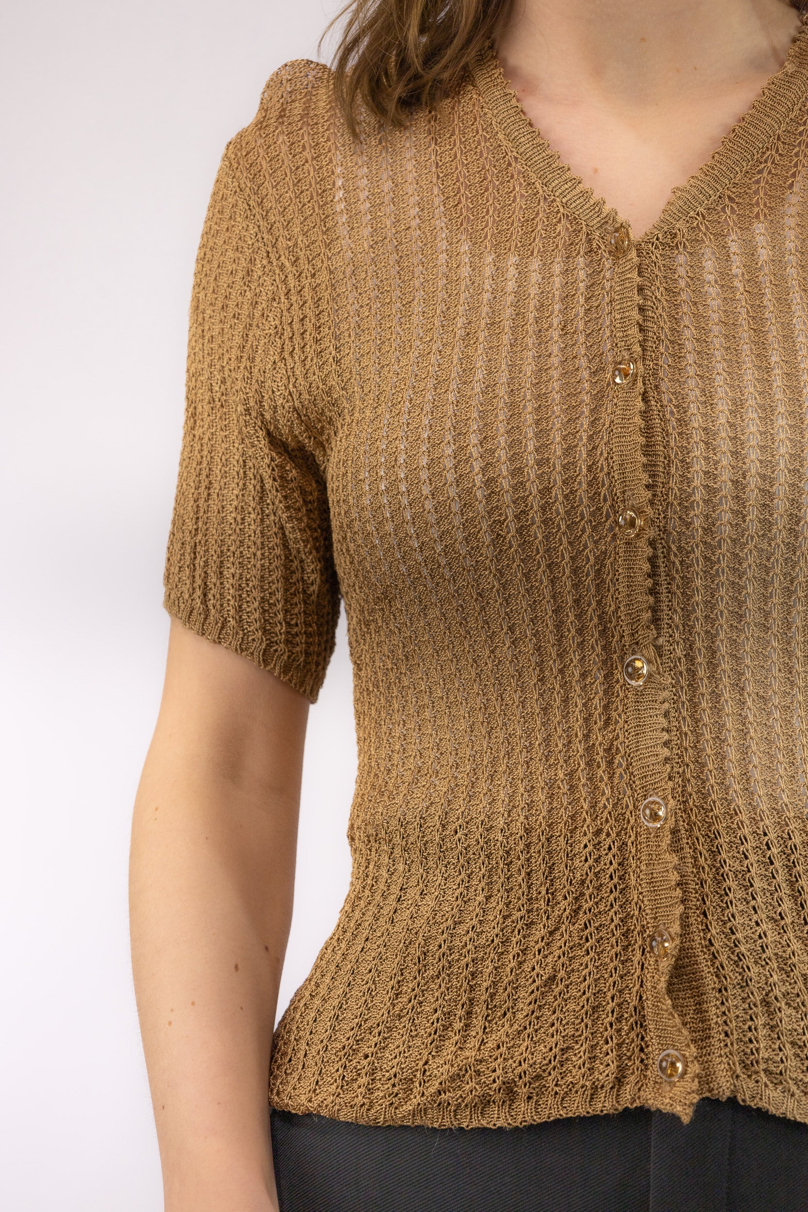 detail vintage gouden vest ingeweven patroon glans stof JinFeng