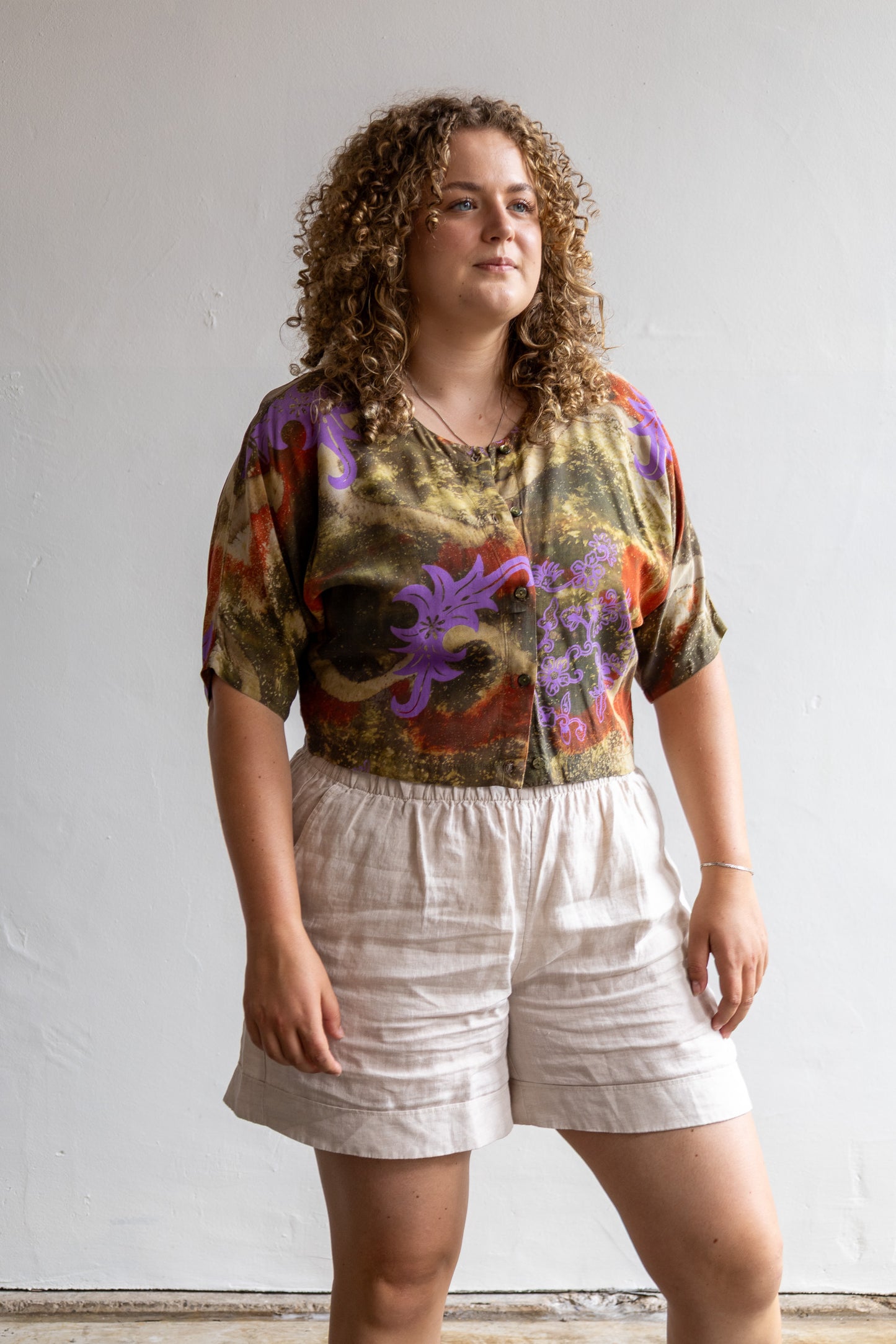 vintage korte blouse met fantasieprint Marfil