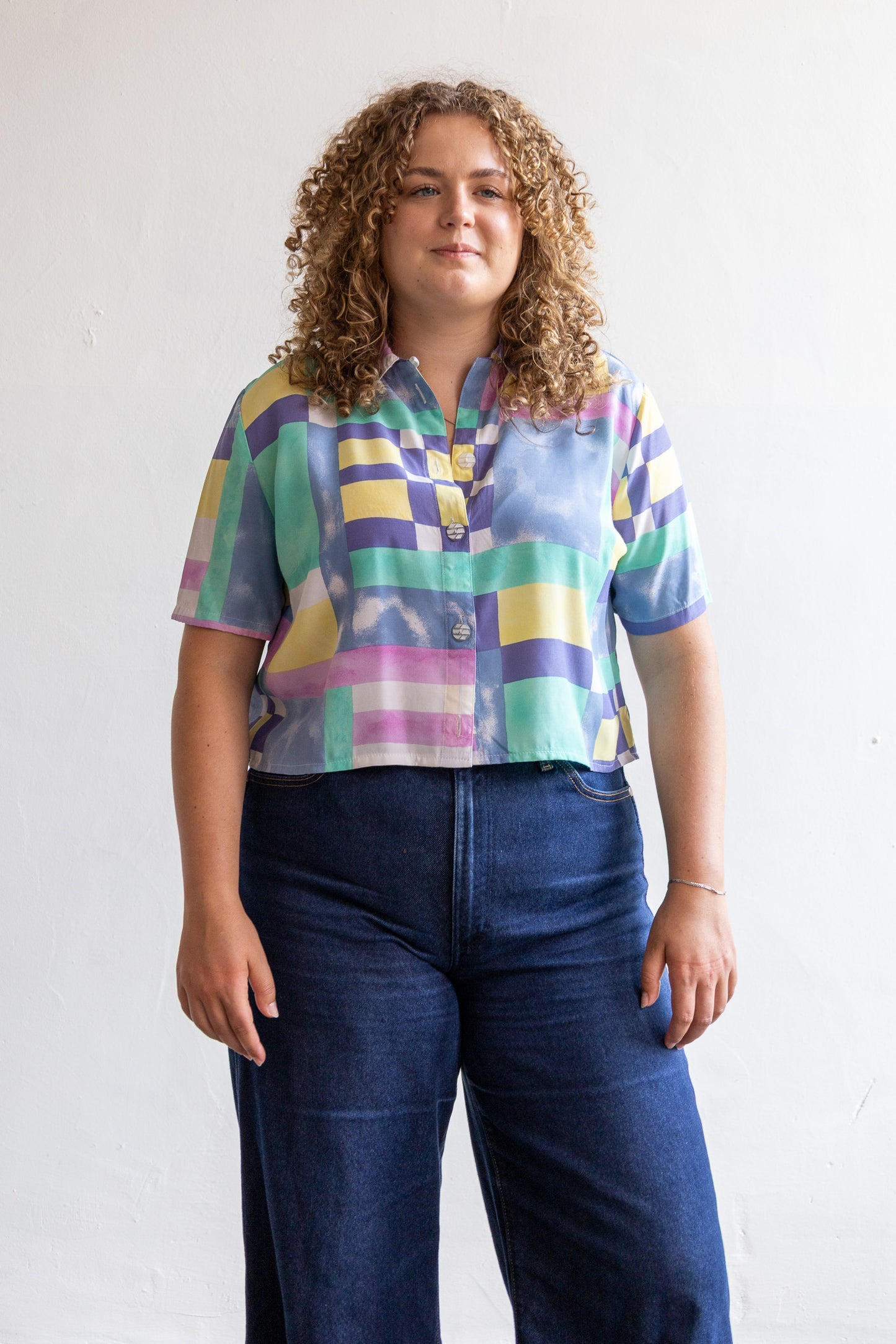 vintage pastel cropped blouse