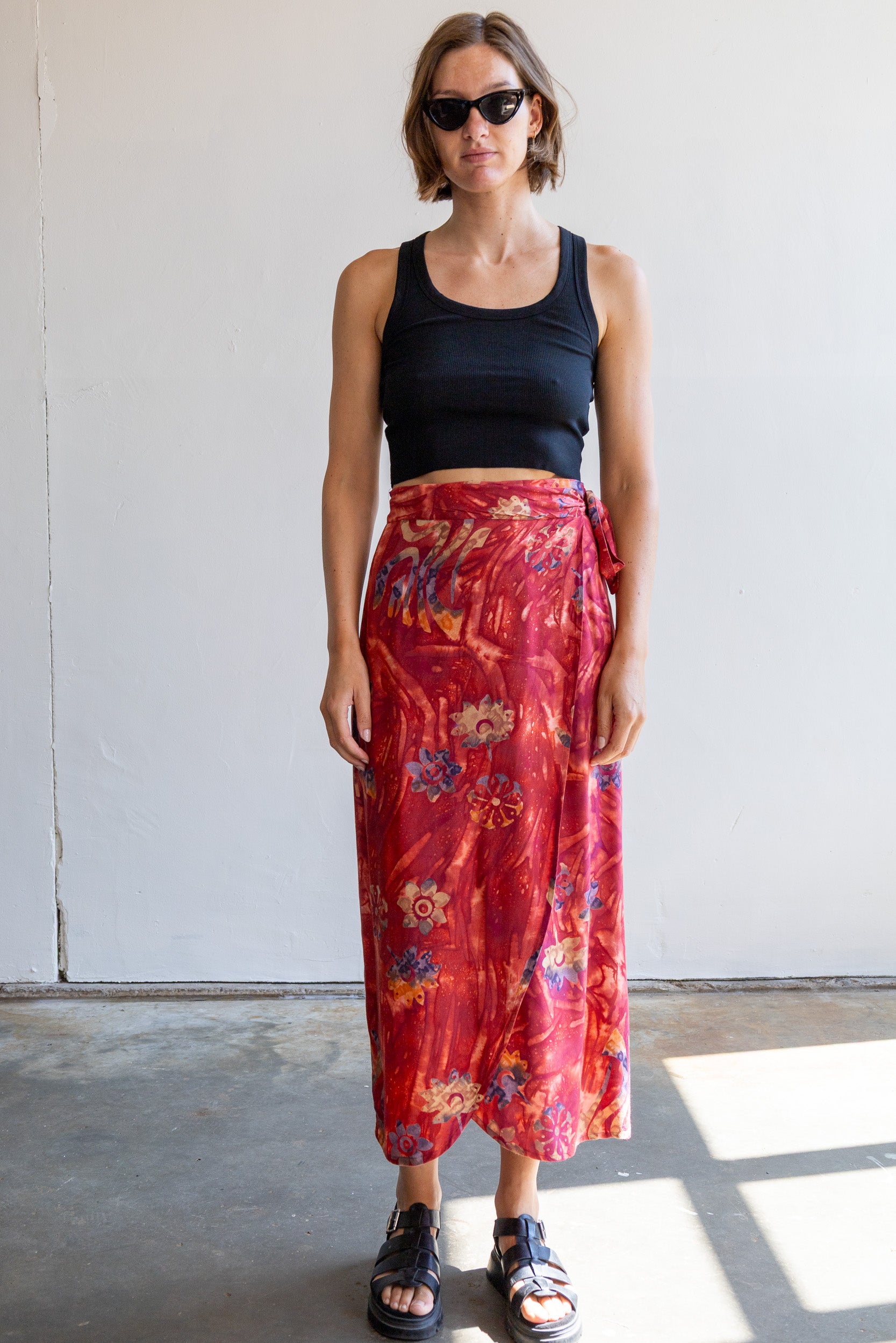 vintage wrap skirt met print ZAZ Designs