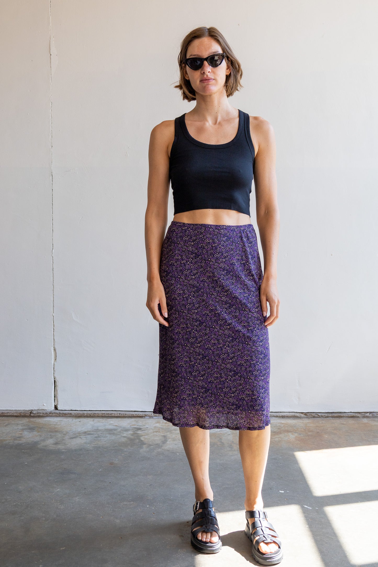 vintage midi rok met bloemenprint Cellophane