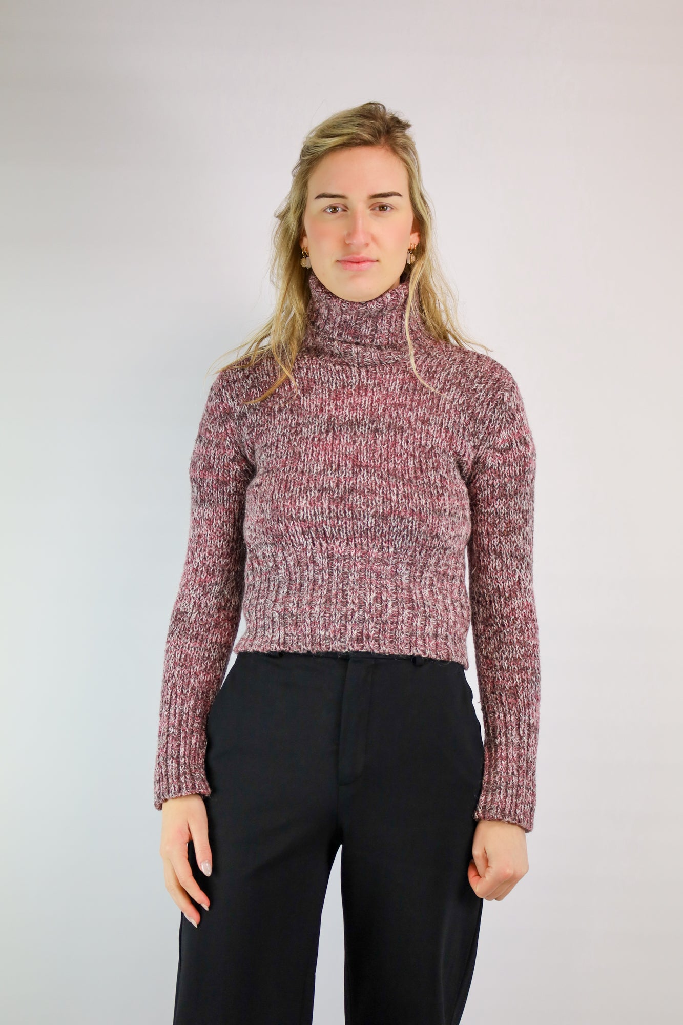 Vintage roze melange coltrui van Hennes & Maurits.