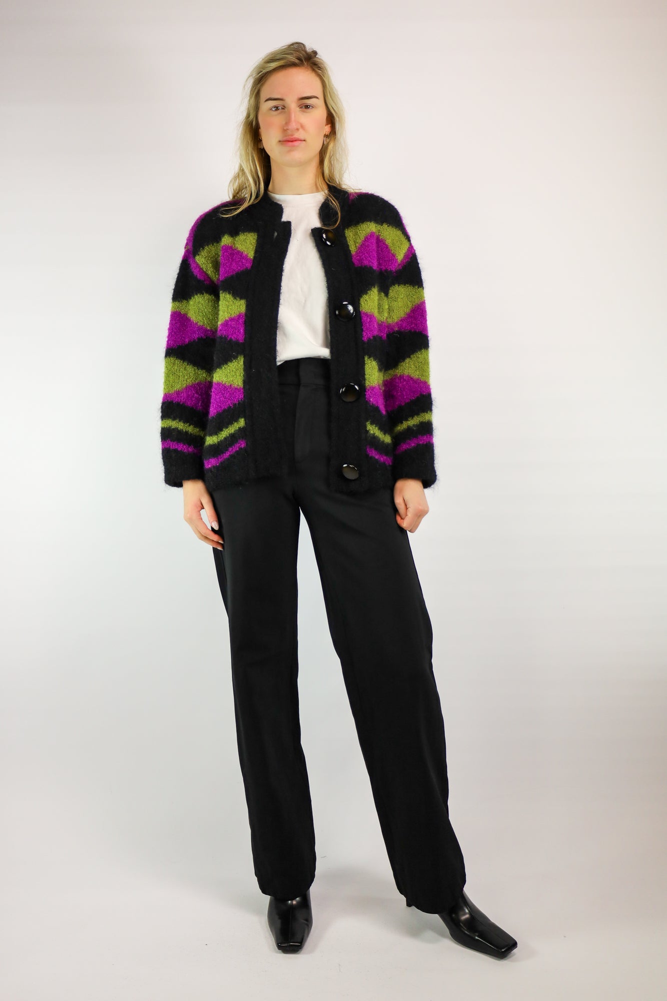Vintage mohair vest in XL-maat, perfect voor een oversized look.