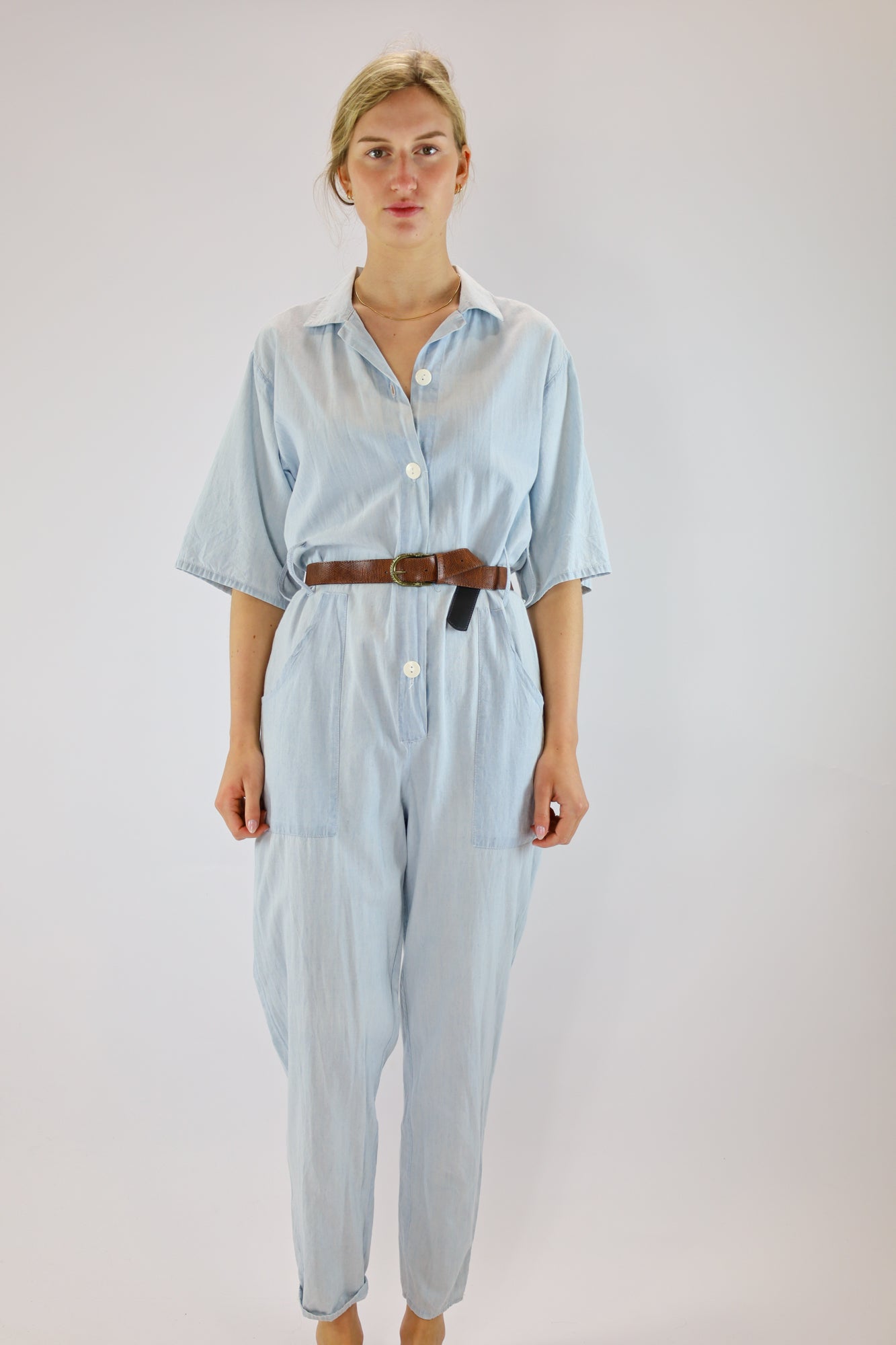 livia denim jumpsuit - S