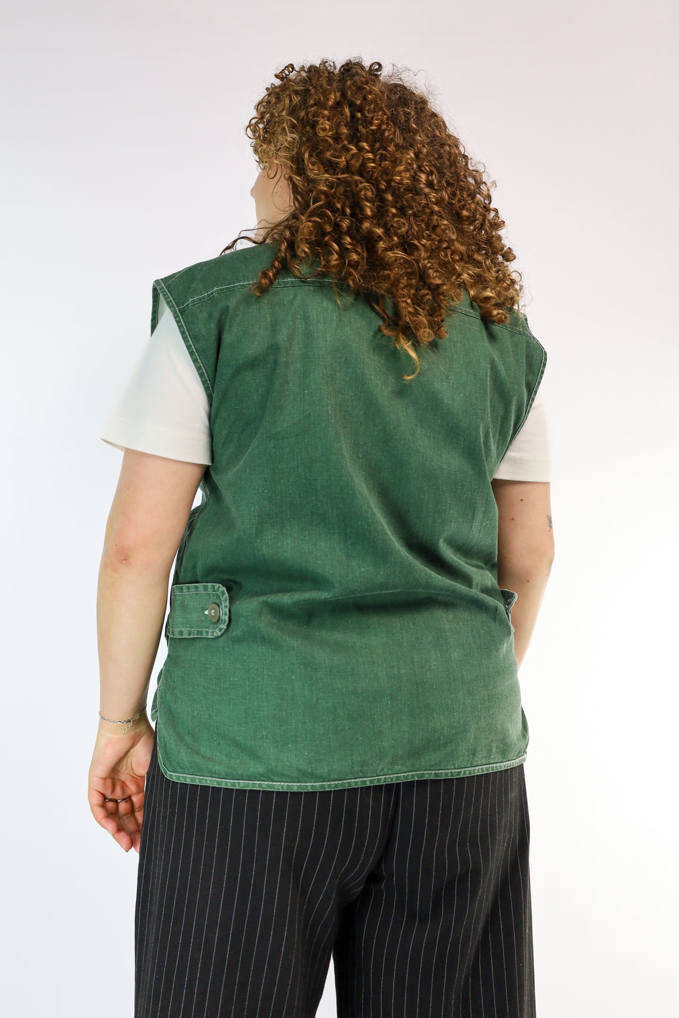 Cargo stijl gilet van 100% katoen in denimlook stof