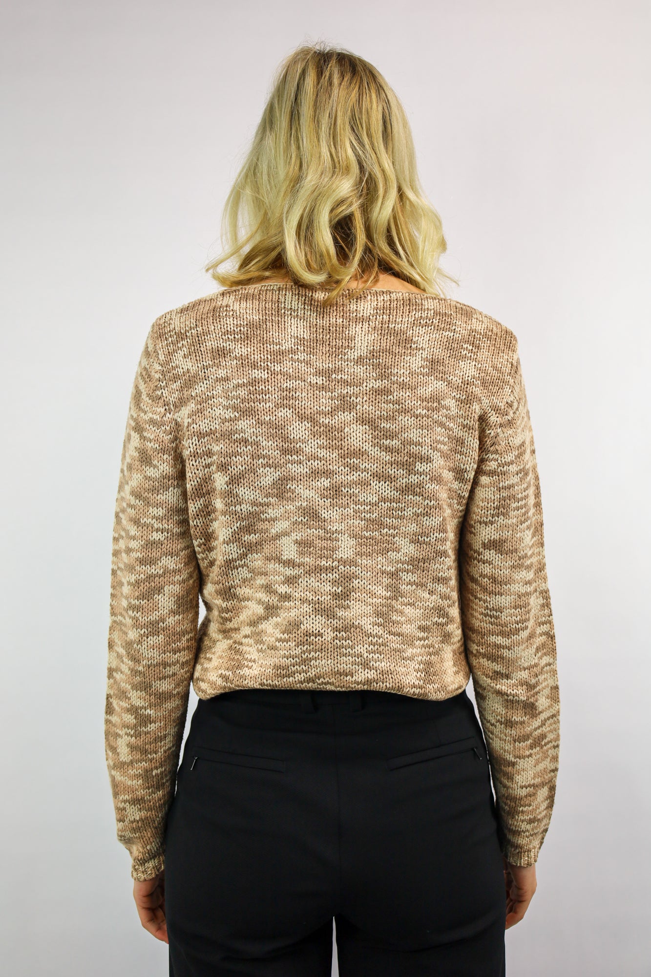 Vintage basic trui met ronde hals en zachte gebreide stof