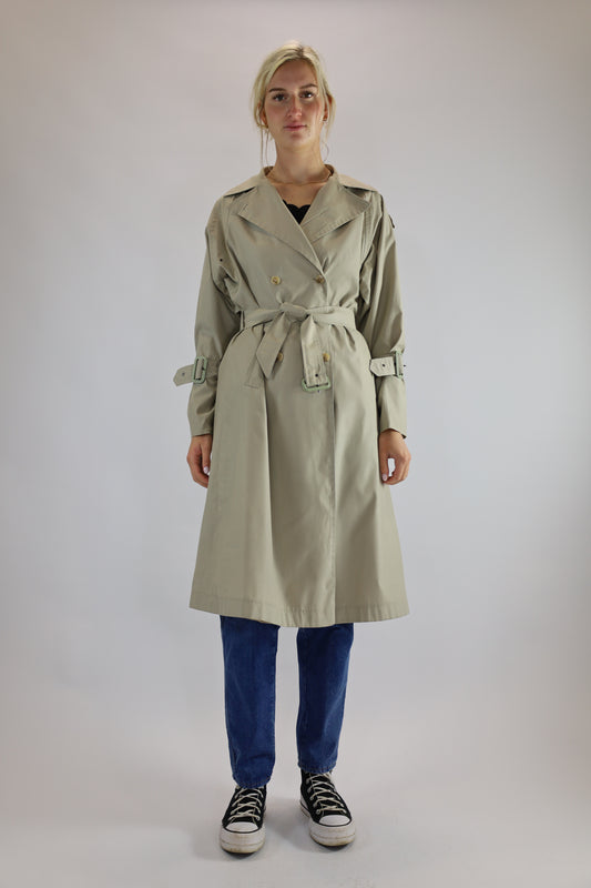 qeana grey beige trench coat - M