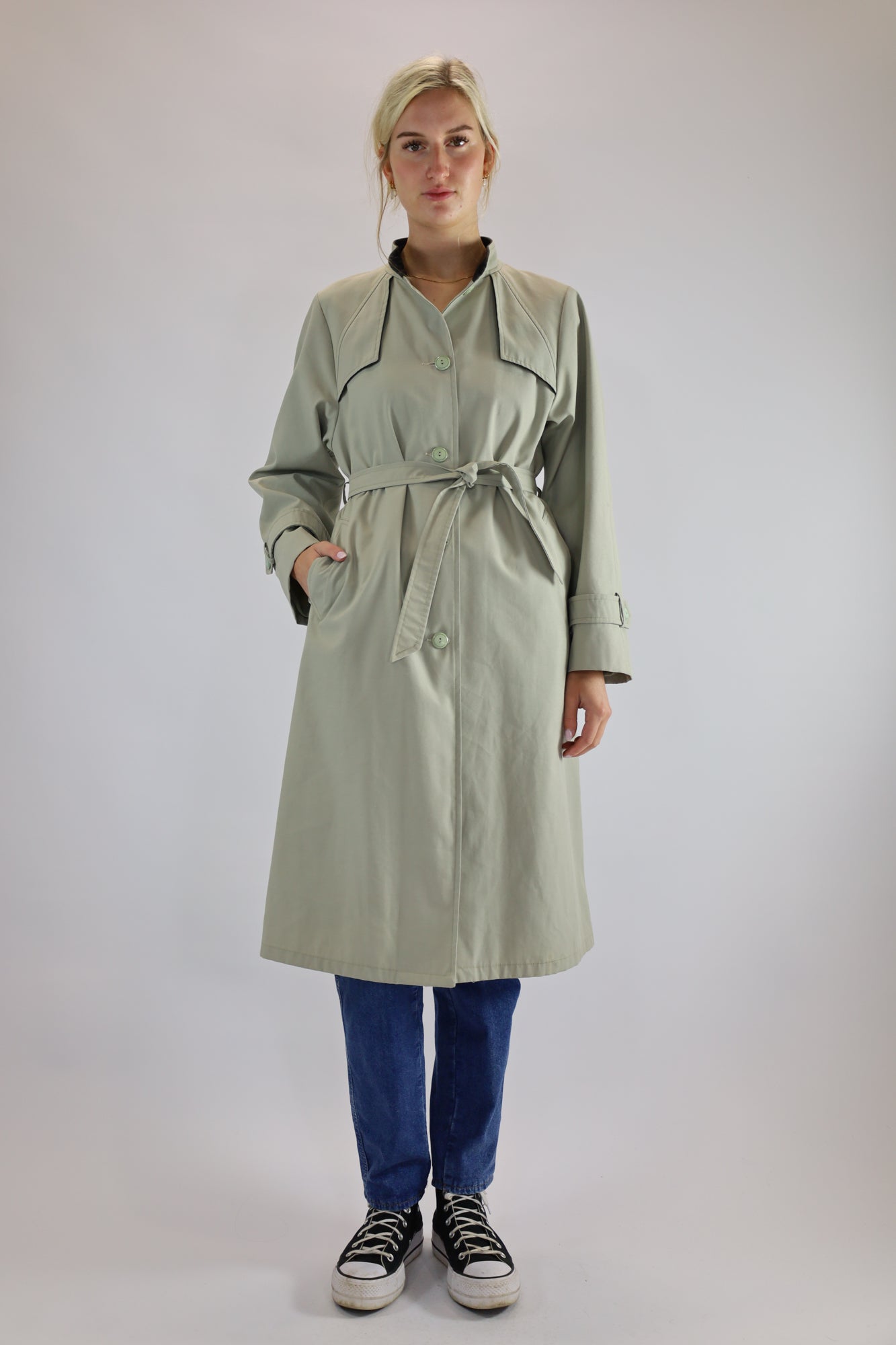 qualea grey trench coat - M