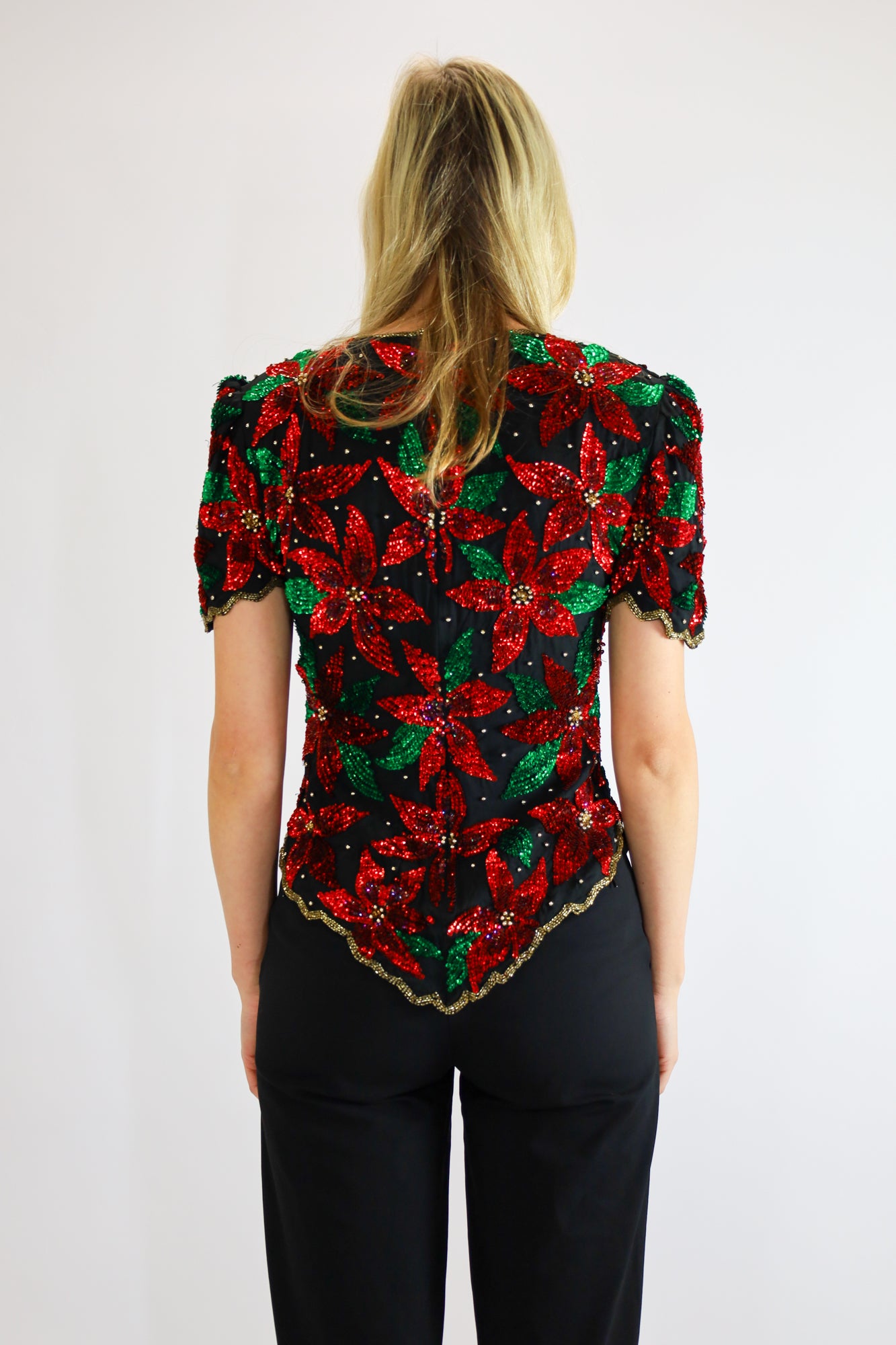 aya silk flower top - S