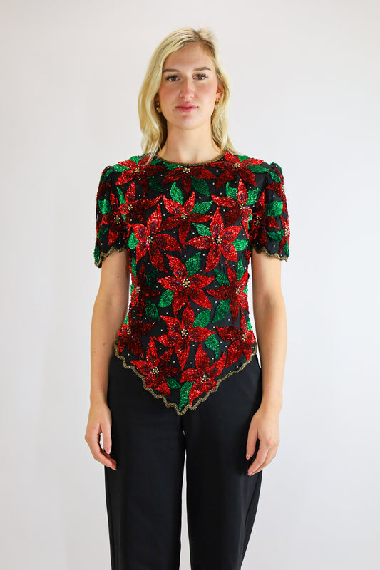 aya silk flower top - S