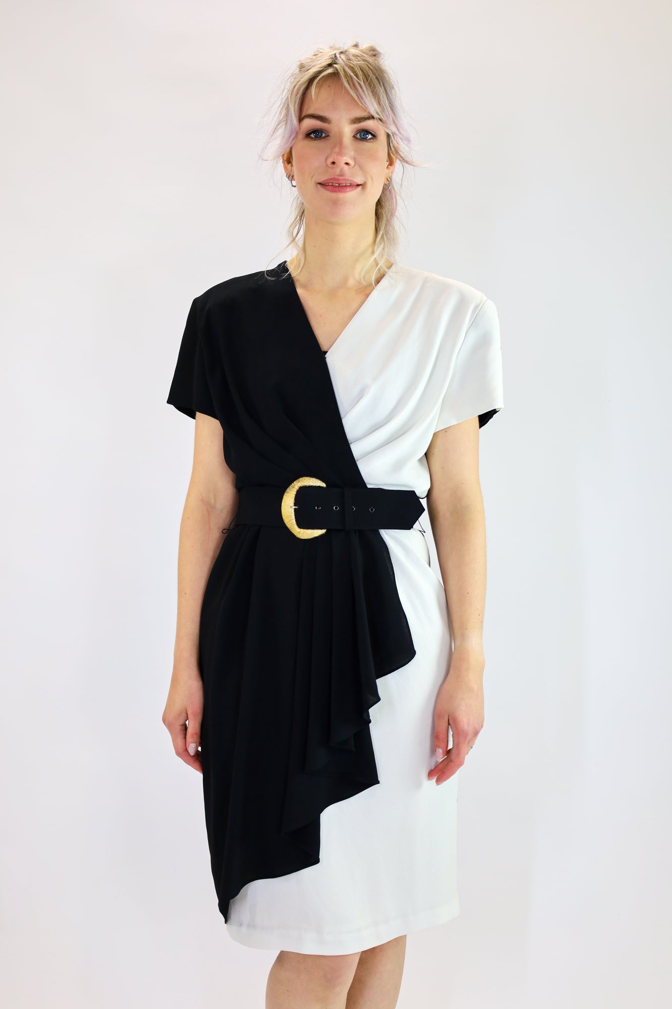 belle black & white dress - S/M