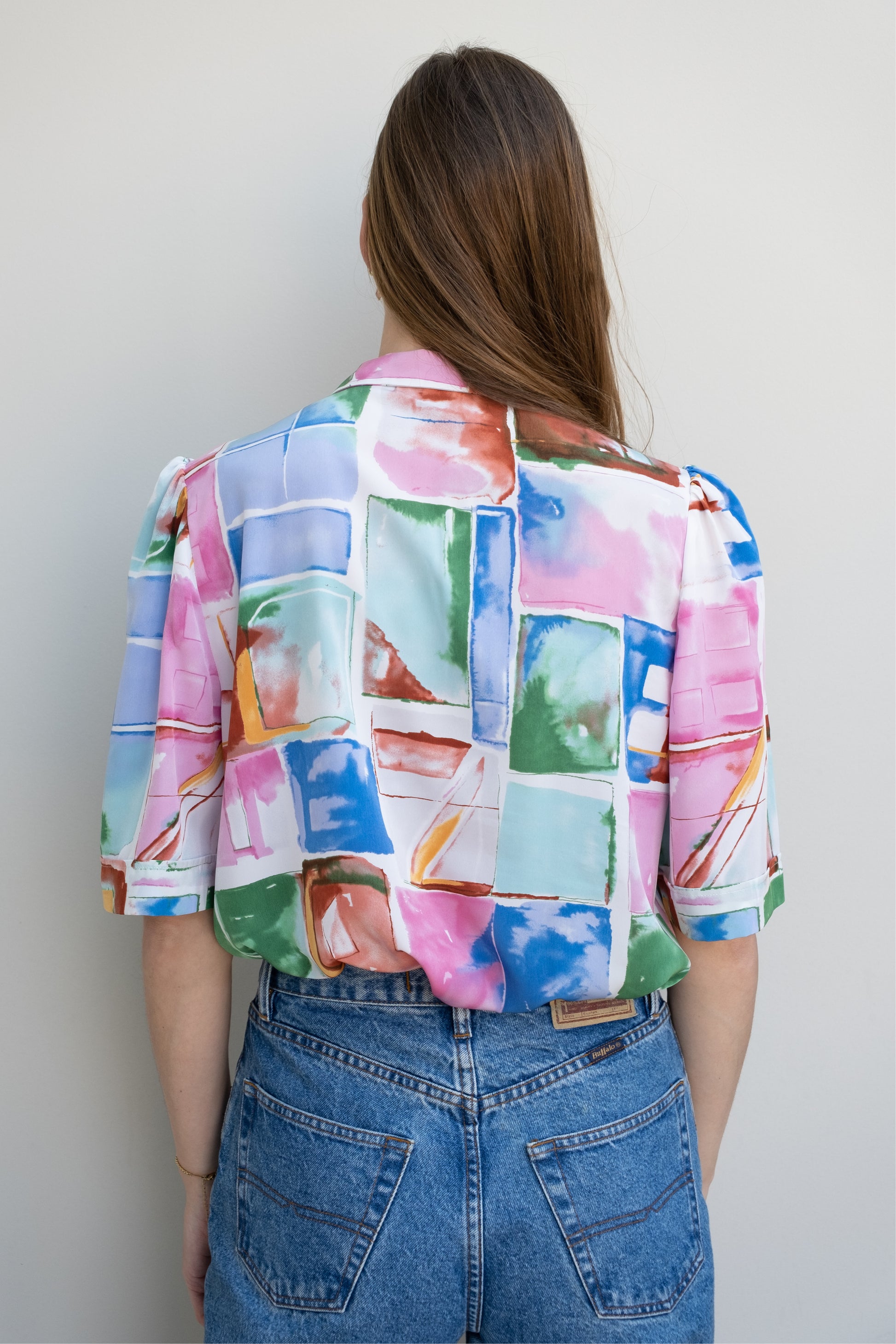 vintage blouse met aquarel print